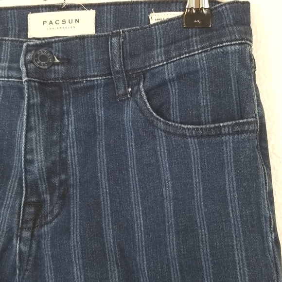 PACSUN Blue Striped Ankle Jeggings w/ Raw Hem, size 26 - Picture 3 of 8